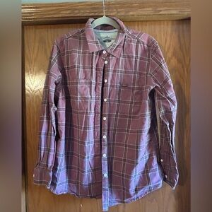 Women's Plaid Long Sleeve Shirt - Burgundy